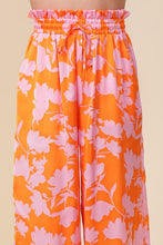 Load image into Gallery viewer, TROPICAL PRINT WIDE PANTS WITH SELF TIE DRAWSTRING
