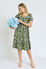 Load image into Gallery viewer, Floral Square Neck Puff Sleeve Boho Dress
